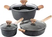 Country Kitchen 6 Piece Nonstick Cookware Sets - Nonstick Cast Aluminum Pots