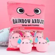 Cuddly Plush Bag Candy Bag Mini Ball of Axolotl Pink Plush Pillow Plushie