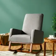 CostwayModern Rocking Chair with Rubber Wood Base for Living Room-Grey