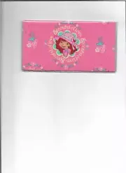 STRAWBERRY SHORTCAKE CHECKBOOK COVER FABRIC PINK SPOONFUL OF LOVE FLOWERS
