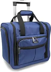 [World Traveler] Dejuno Lightweight Underseat 15-Inch Carry-On Rolling Luggage, Navy, Navy, 15-Inch, Dejuno Lightweight Underseat 15-inch Carry-on Rolling Luggage