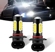 jokormo 2 PCS 9005 Automotive LED Fog Light Bulb,6000K Ultra-High-Brightness COB Lamp Beads, Efficient Cooling Bulbs, Plug Play Lighting Accessories, Suitable for Most Models (White)