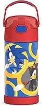 THERMOS FUNTAINER Water Bottle with Straw - 12 Ounce, Sonic The Hedgehog - Kids Stainless Steel Vacuum Insulated Water Bottle with Lid