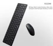 RAPOO 9320M Bluetooth 4.0, 5.0 + 2.4G Wireless Multi-mode Keyboard Mouse Combo, Aluminium Base, 2400 DPI, 10M Range, Compact Black Retail Pack 9320M