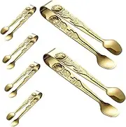 Versatile Ice Tongs Set 6 Stainless Steel Mini Tongs for Sugar Cubes Appetizers and Snack Serving