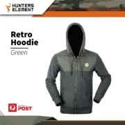 Hunters Element Green Outdoor Full-length Zip Extra Warm Jacket Retro Hoodie