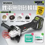 WU806 砂輪機 威克士 鋰電無刷砂輪機 磨切機 角磨機 TS認證 20V 9500轉 車把手把柄 WORX 806