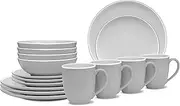 [Noritake] ColorTrio Slate 16-Piece Set, Coupe in Grey/White, Multicolor