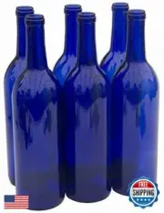 North Mountain Supply 750ml Glass Bordeaux Wine Bottle Flat-Bottomed Cork Fin