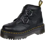 Dr. Martens Women's Devon Flower Ankle Boot 7, Black Milled Nappa