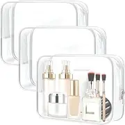 TSA Clear Toiletry Bag -3 Pack Clear Makeup Bag Quart Size Bags, H HOME-MART Travel Makeup Cosmetic Bag for Women, Carry on Airport Airline CompliantBag