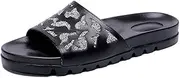 [Generic] Slippers for Men Sandal Casual Slip On Genuine Leather Exquisite Printing Personality Stitching Men's Leather Shoes