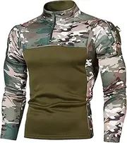 [Generic] Men's Fitness Camouflage Sweatshirt Quarter-Zip Long Sleeve Male Sweatshirts Half Zip Military Hoodless Hoodie