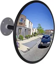30 cm Indoor Black Convex Traffic Mirror, Acrylic Material, Durable Mounting Fixtures for Safety in Doorways, Thresholds, and Garages