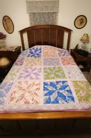 Handmade Patchwork Quilt – Judy's Blooms Fabric – Professionally Longarm