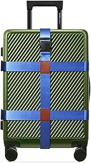 Linpr Double Cross Luggage Straps - TSA Approved Safe Belts, Wide Straps for Travel with Name ID Card (Blue)