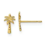 Real 14kt Yellow Gold Madi K Palm Tree Post Earrings