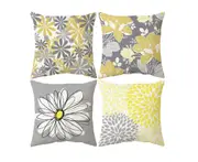 P12 4PCS Nordic Falling Flower Printing Hugging Pillowcase Sofa Cushion Pillow Case Linen Cushion Home Decoration