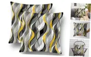 Black and Yellow Grey Throw Pillow Covers Set of 2 Modern Geometric Lines