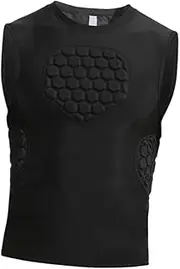 [Oshhni] Mens Padded Compression Shirt Chest Protector Impact Protection Sleeveless Comfortable Guard Compression Vest for Training