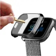 For Fitbit Versa Silicone TPU Shell Case Screen Protector Frame Cover black