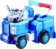 Super Wings 7" Paul's Police Cruiser with 2" Transform-a-Bot Paul Mini Figure, Transforming Airplane Toys Vehicle Set, Fun Preschool Toy Plane for 3 4 5 Year Old Boys and Girls, Birthday Gift