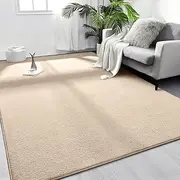 Area Rug Playmat for Kids, 1cm Thick Coral Velvet Non-Slip Fluffy Carpet, Modern Washable Soft Fur Floor Play Mat Throw Rugs for Living Room,Bedroom,Playroom (Light Brown, 200x120cm)