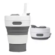 Collapsible Camping Cup with Straw Silicone Folding Coffee Cup for Travel Car
