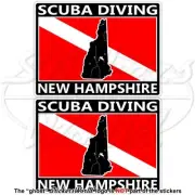 NEW HAMPSHIRE SCUBA DIVING Flag-Map Shape USA Rectangular Sticker, Decal 75mm x2