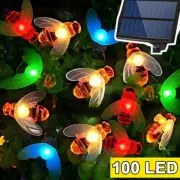 Abejas Cadena Luces Solares 100 LED Impermeables para Exterior De Navidad Jardin