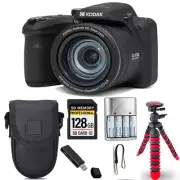 Kodak PIXPRO AZ405 Digital Camera (Black)+ Spider Tripod + Case - 128GB Kit