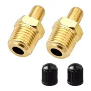 2PCS Car Air Inflator Adapter, 1/4" NPT to Standard Schrader Valve (M), Brass