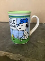 Snoopy Woodstock Peanuts Gang Mug Gibson Hole In One Golf Fathers Day Coffee Cup