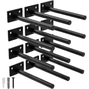 12 Pack 6" Solid Steel Floating Shelf Bracket Hidden Supports for Wood Shelves