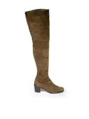 Khaki Suede Over the Knee Boots