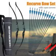 57" Archery Hunting Takedown Recurve Bow 12x Target Arrows for RH/LH 20/30/40lbs