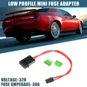 32V Mini Fuse Adapter Tap Fuse Kit with 2pcs 30A Blade Style Fuses for Cars