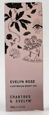 NIB Crabtree & Evelyn Evelyn Rose Lustrous Body Oil 3.3oz NEW WITH BOX