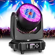 LED Moving Head Light 19x15W Beam/Wash/Zoom Effect, RGBW 4in1 Stage Lights Professional DMX512 & Sound Activated Control DJ Lights for Christmas Halloween Music Party Disco Wedding