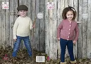 King Cole Childrens Aran Knitting Pattern Girls Boys Cabled Raglan Sleeve Sweater & Slipover (5347)