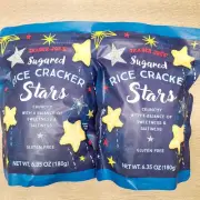 2 Packs Trader Joe's SUGARED RICE CRACKER STARS Gluten Free Sweet Salt