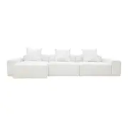 [James Lane] Riley Linen Pure White Modular Sofa - 3 Seater Chaise