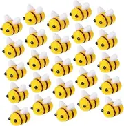 BEBEMOKO 25 Pcs Wool Felt Bees Cute Bee Craft Decorations for Clothes Hats and DIY Projects Soft and Fluffy Design for Adults Easy to Attach with Needle Glue