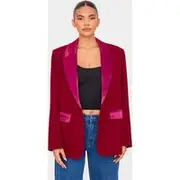 Burgundy Tuxedo Oversized Blazer, Burgundy