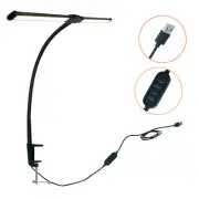 USB LED Desk Lamp Gooseneck Adjustable Clip On Eye-Caring Reading Light Dimmable