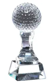 GOLF TROPHY CRYSTAL AWARD WITH PRESENTATION BOX FREE ENGRAVING 6" M~CRY150