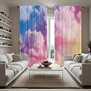 DOTOOMA Colorful Rainbow Window Curtains Kids Girls Cute Clouds Pastel Sky Multicolor Nursery Bedroom Living Room Decoration Polyester Fabric Supplies 41x84 Inch Drapes 2 Panels