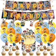 Toy Story Party Decorating Set Birthday Banner Cake Cupcake Toppers Balloons Swirls