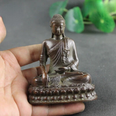 Antique Copper Shakyamuni Buddha Statue Brass Handmade Buddhism Sculpture