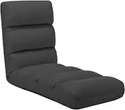 Folding Floor Chair Anthracite Faux Leather Comfortable Adjustable Seating
